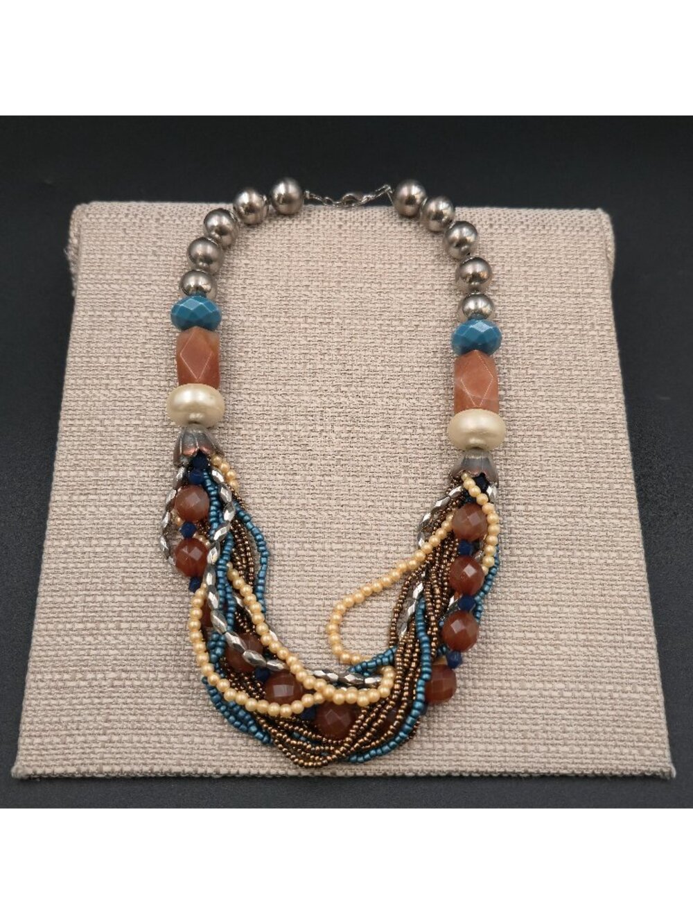 20" Chunky Multi-Layered Beaded Necklace - Artisan Gemstone B1190 - Picture 1 of 7